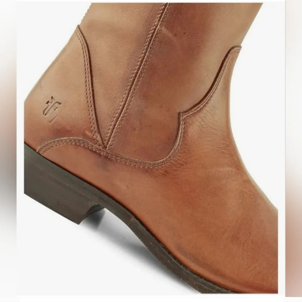 Western Chic Frye Leather Cognac Boots - Picture 8 of 11